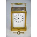 Le Roy & Fils, Paris, a 19th century brass cased twin train 8-day bell striking carriage clock,