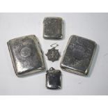 A late Victorian silver foliate engraved vesta case, Thomas Hayes, Birmingham 1896 to/w two