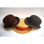 A brown Derby bowler hat retailed by Lincoln Bennett & Co., Hatters Piccadilly, London, 55 cm