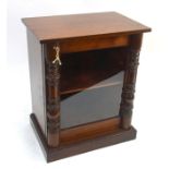 An old walnut table top cabinet with glazed door, 38 cm w x 26 cm x 45 cm h