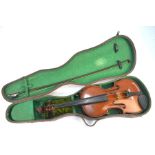 A French violin, 'The Carrodus', retailed by Haynes & Co, label within dated 1912, with 36 cm two-