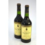 Two bottles of 1978 Chateau Talbot Grand cru classe, Saint Emilion (2) NB:  Sold as seen, no