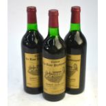 Three bottles of 1973 Chateau la Rose Puyblanquet Saint-Emilion NB:  Sold as seen, no warranty as to
