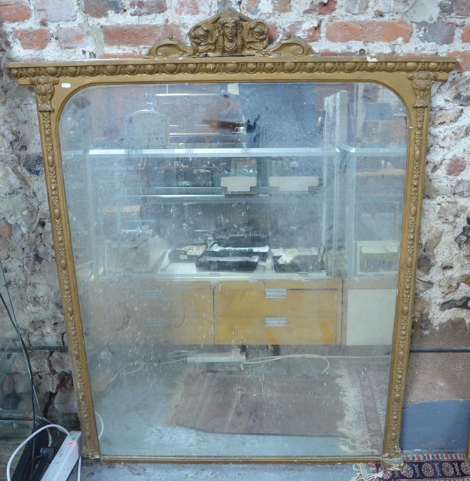 A 19th century giltwood and composite framed overmantle with original mirror plate, 120 cm h x 140