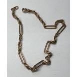 A 9ct rose gold watch chain of figaro design, with swivel attached, 38 cm long, approx 28.3g