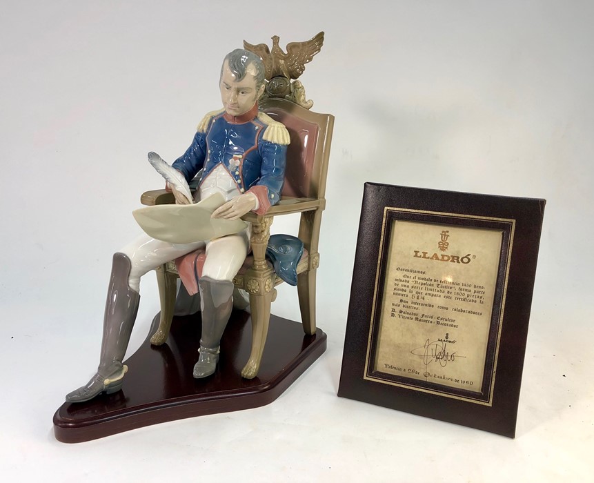 Lladro model of Napoleon seated on a chair, limited edition 514/1500, sculptured by Salvador Furio