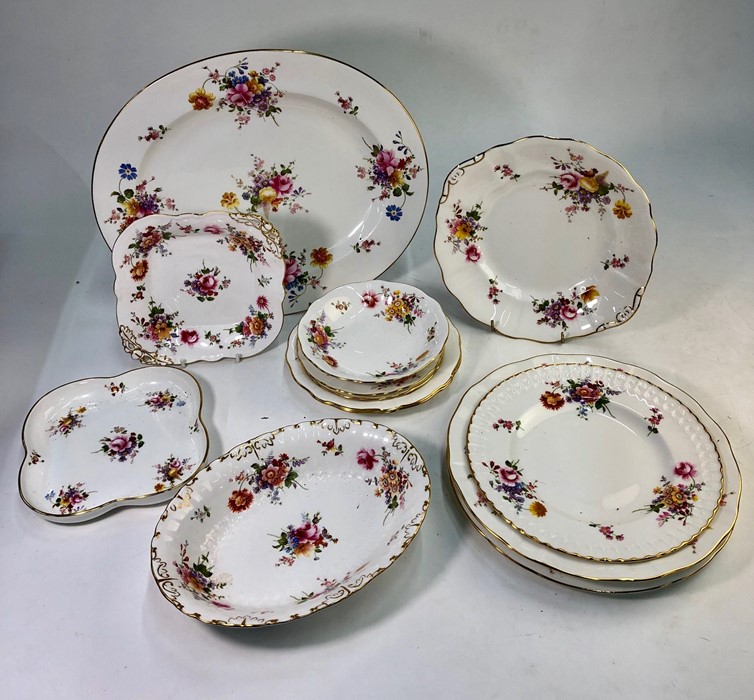 A collection of Royal Crown Derby 'Derby Posies' and similar items, including:  Oval meat dish, 38 c