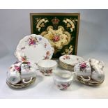 A Royal Crown Derby 'Derby Posies' tea service c/w original box, comprising:  Six tea plates, six