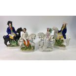 Two pair of 19th century Staffordshire flatbacks - Dick Turpin and Tom King, 30 cm high and Prince