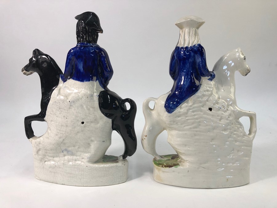 Two pair of 19th century Staffordshire flatbacks - Dick Turpin and Tom King, 30 cm high and Prince - Image 4 of 6