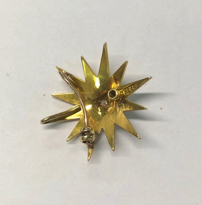 A 19th century 18ct yellow gold star burst pendant set overall with pearls, the centre with single - Image 3 of 4