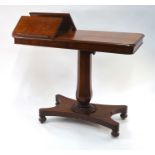 A Victorian mahogany invalid's bed/table, the rectangular sliding top with twin easel book rests,