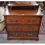 Edwardian mahogany chest with galleried back and three long drawers with brass handles