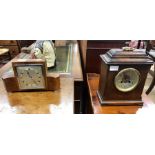 An Art Deco mantle clock to/w an oak cased mantle clock (2)