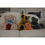 Two large Bartie Bristle collector's bears, a plush green Haven bear and two small Bears of Bath (