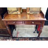 Mahogany Victorian desk with gallery and two frieze drawers