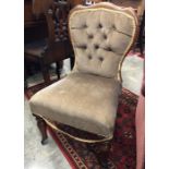 Mahogany framed button back nursing chair