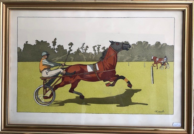 Print in colours of carriage rider after Ch Oncelin?,  36 x 54 cm