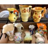 Ten assorted water jugs including Art Deco examples and Burleigh Ware (10)