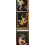 Three tapestry wall hangings of lady's at leisure