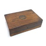 A 19th century Italian walnut spice box with Sorrento marquetry medallion, the interior fitted