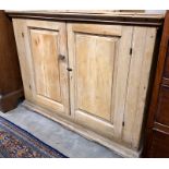 A stripped pine two door floor cupboard