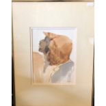 John Cleal - Pen and wash portrait study, signed lower right, inscribed to verso To Edith Birkin