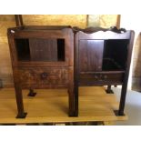 Two 19th century mahogany tray top commodes, both a/f