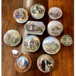 Eleven Victorian pot lids:  Examining the Nets' (hairlines to underside and chips); 'I See You my