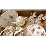 Mixed china including a pair of Sampson gold anchor Putti chambersticks a/f, Chelson China part