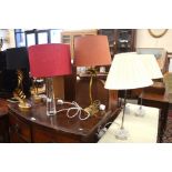 A collection of Laura Ashley and other table lamps to include pair of gilt oval foliate examples