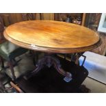 Victorian mahogany oval tilt top breakfast table on tripod base - note a/f