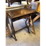 A late 19th/20th century oak single drawer side table (foot damaged)