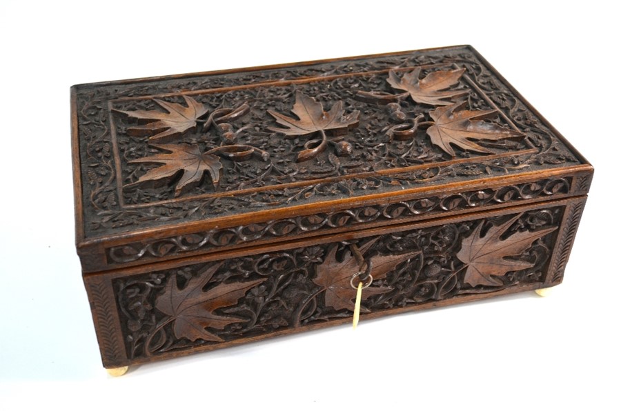 An old Anglo-Indian carved work box