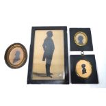 An early 19th century painted silhouette of William Cuthbertson and three others