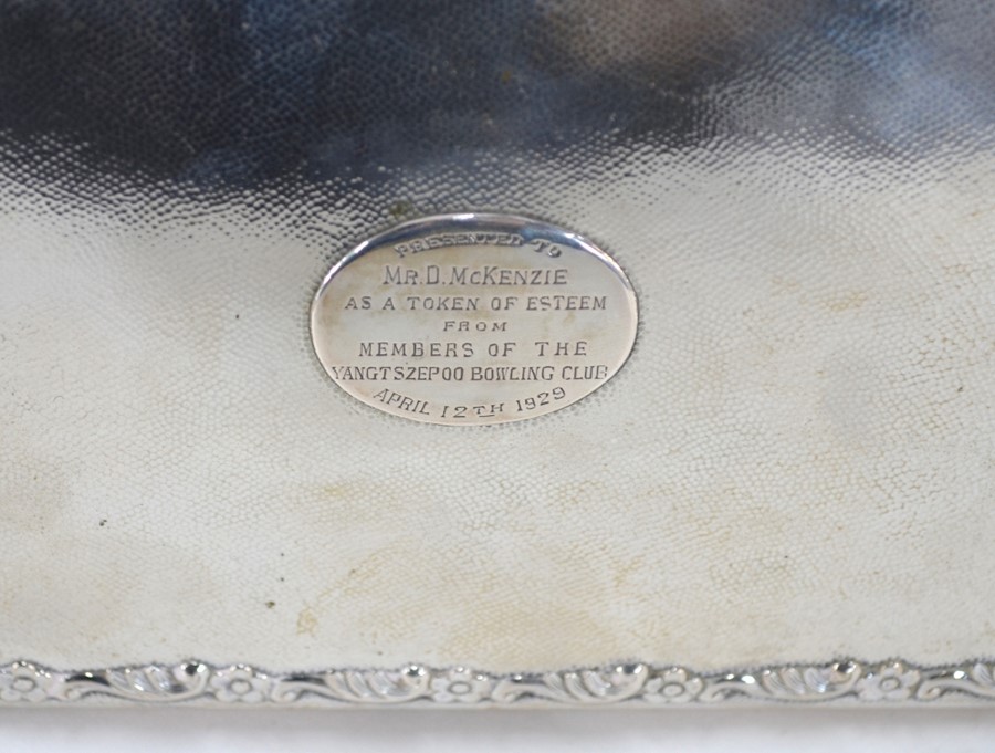 A Chinese silver cigar box and cheroot case,Tuck Chang of Shanghai and an ashtray - Image 3 of 3