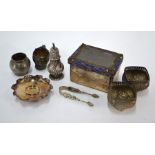 Indian and Chinese white metal items and continental jewellery casket
