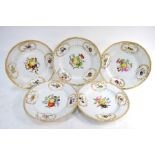 Five Meissen moulded dinner plates