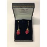 A pair of Italian yellow metal drop earrings