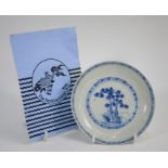 A Nanking Cargo blue and white saucer dish with certificate