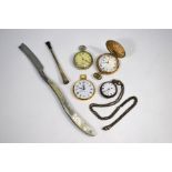 A US Elgin gold-plated hunter pocket watch, other watches, cut-throat razor and cigarette holder