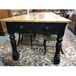 An antique country house pine scrub-top table