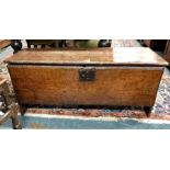 A 17th century oak six plank coffer