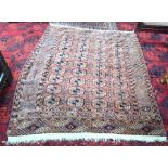 An antique Turkmen brown-red ground rug