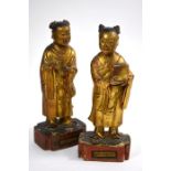 A pair of Chinese wood figures, Qing Dynasty or later
