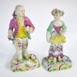A matched pair of Duesbury Derby figures