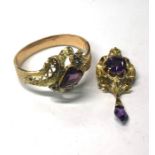A 19th century French enamel and gold bracelet and brooch
