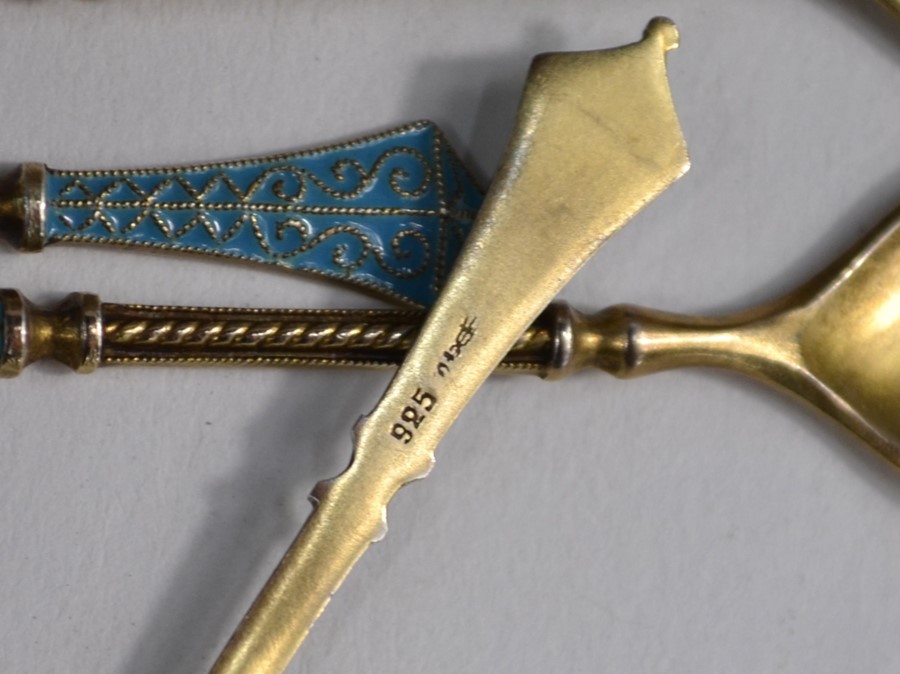 A set of four Norwegian silver gilt salt spoons - Image 4 of 4