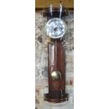 Billib contemporary walnut and glass dome cased two train 8-day regulator style wall clock