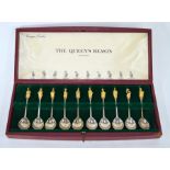 A cased set of ten 1972 Royal Silver Wedding spoons, William Comyns & Sons Ltd